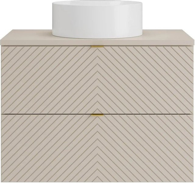 Dorioni Einzelwaschtisch in Beige mit Chevron-Muster B: 80 cm, T: 46 cm, H: 61,6 cm - Bild 1