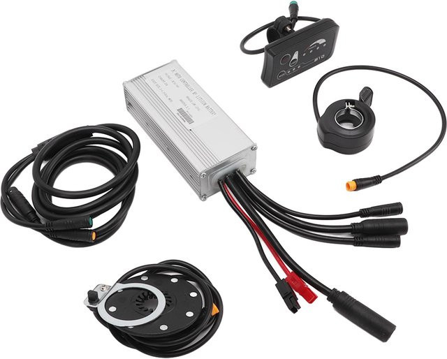 Fahrrad Lithium-Akku Umrüstsatz mit 22A Controller, LED S810 Display und 1 zu 2 Anschlusskabel-Kit für 500W Getriebemotor in Schwarz - Bild 1