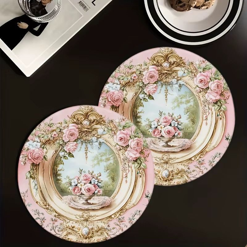VIKAMA 4-teiliges Platzset im europäischen Landhausstil mit floralem Design, Multicolor - Bild 2