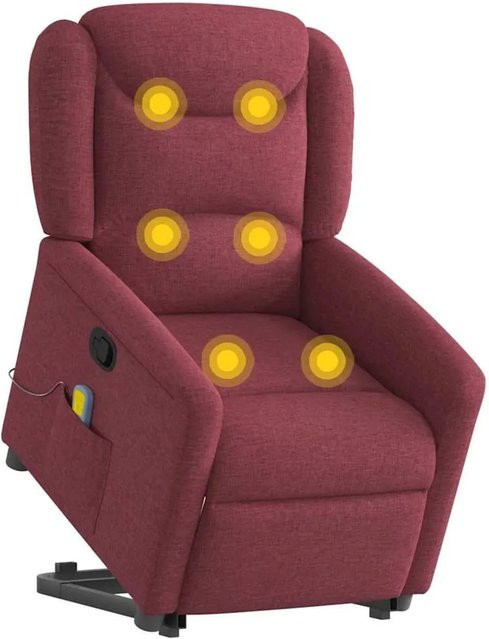 vidaXL Massagesessel mit Aufstehhilfe in Weinrot aus Stoff mit integrierter Funktion und Armlehnen B/T/H: 78 x 100 x 64 cm - Bild 1