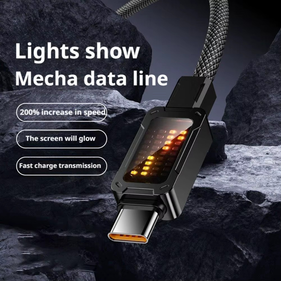 PD100W USB-C auf Lightning Schnellladekabel mit LED Digital Display für iPhone und Tablets in Schwarz oder Weiß - Bild 4