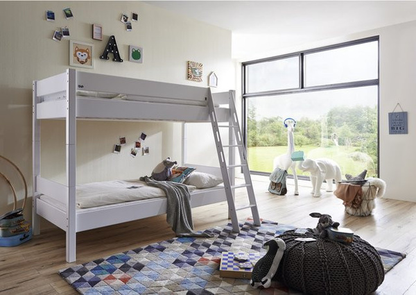 Relita Etagenbett STEFAN aus massiver Buche, weiß lackiert, 90 x 200 cm