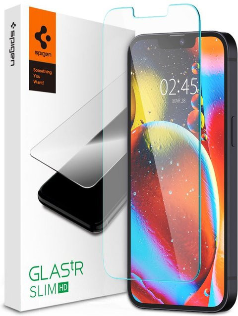 Spigen GlastR Slim Schutzfolie aus gehärtetem Glas für Apple iPhone 14 Plus und iPhone 13 Pro Max, transparent - Bild 1