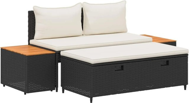 vidaXL Outdoor-Sofagarnitur 4-teilig mit Polsterung und UV-beständigem Polyester, modern, B/T/H: 55 x 30 x 39 cm - Bild 1