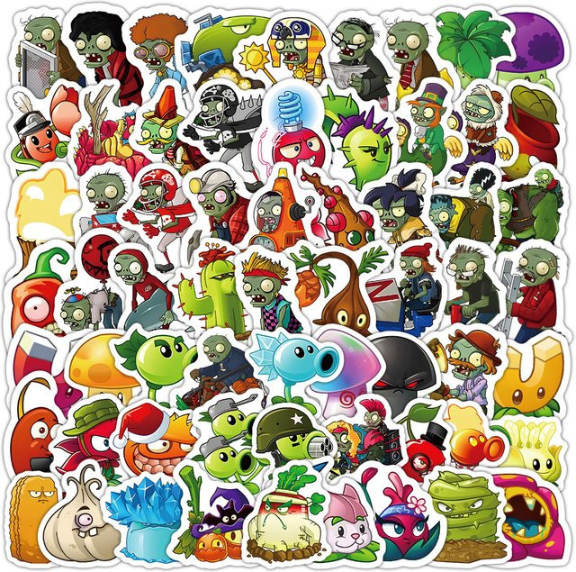 FANLU Plants vs. Zombies Aufkleber, 100-teiliges Set - Bild 1