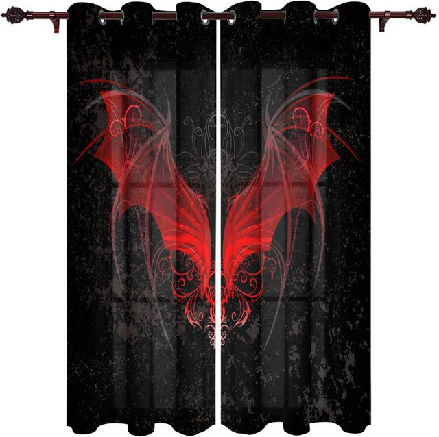Super Six Fenstervorhang mit Wikinger-Muster in Schwarz, semi-transparent, B: 135 cm, H: 60 cm - Bild 1