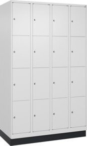 C+P Schließfachschrank Classic PLUS mit Sockel, 4 Abteile, Farbe: Verkehrsweiß/Schwarz, B/T/H: 120 x 50 x 195 cm - Bild 1