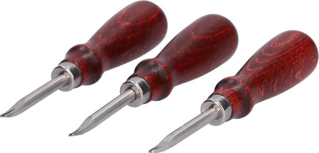 Shoemst Lederkantenbearbeiter Set aus gehärtetem Stahl mit Holzgriff in Braun, 3 Stück für professionelles DIY-Lederhandwerk - Bild 1