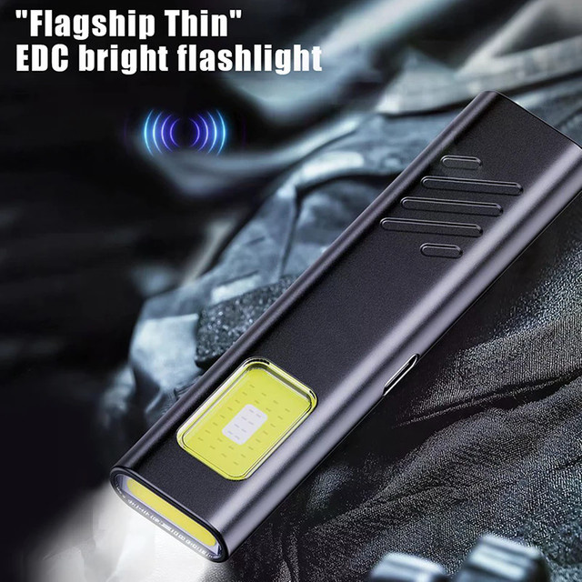 NEWBIRTH Mini-LED-Schlüsselanhänger-Taschenlampe mit 800LM, wiederaufladbare magnetische COB-Taschenlampe aus Aluminium in Schwarz - Bild 1