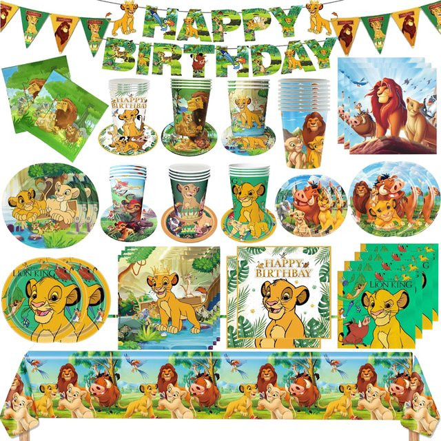 Potdemiel König der Löwen Party Set aus Papier mit Papptellern, Tassen, Servietten und Tischdecke in Mehrfarbig für Kindergeburtstage und Baby Shower Dekoration - Bild 1