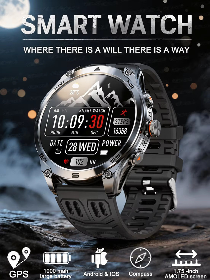 GUHUAVMI Smartwatch, GPS, Schwarz, 10 ATM, Herren - Bild 7