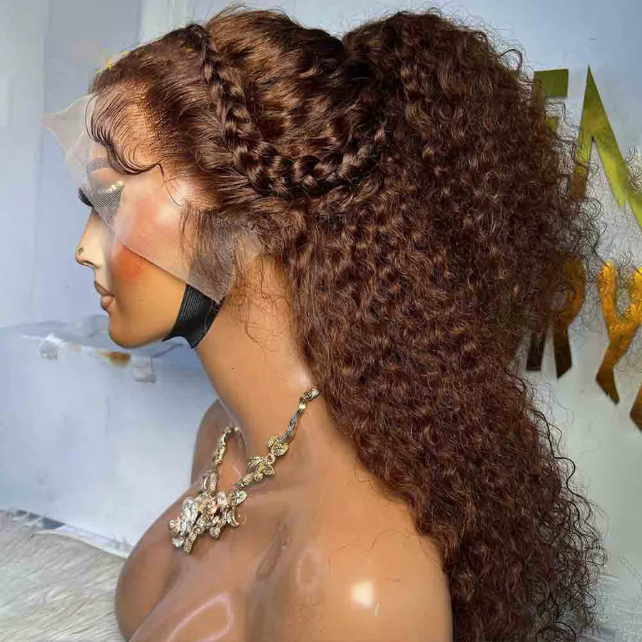 Lace-Front-Perücke, braun, lockig, synthetisch, Damen - Bild 2
