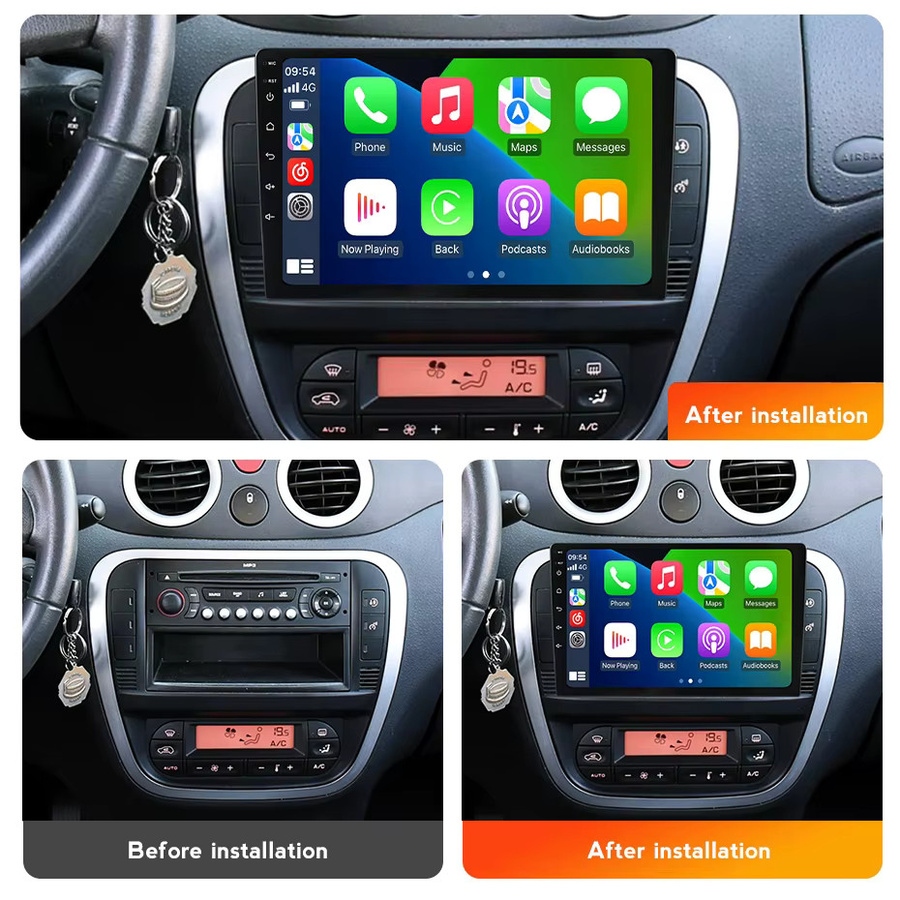 MEKEDE 9 Zoll Multimedia Autoradio mit Drahtlosem Carplay und DSP für Citroen C2 C3 2001-2010 in Schwarz - Bild 2