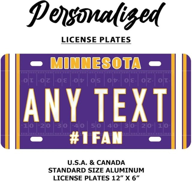 Personalisiertes Minnesota Vikings Aluminium-Nummernschild von CIFBUY in Weiß als individuelle Skol Spirit Wanddekoration - Bild 1