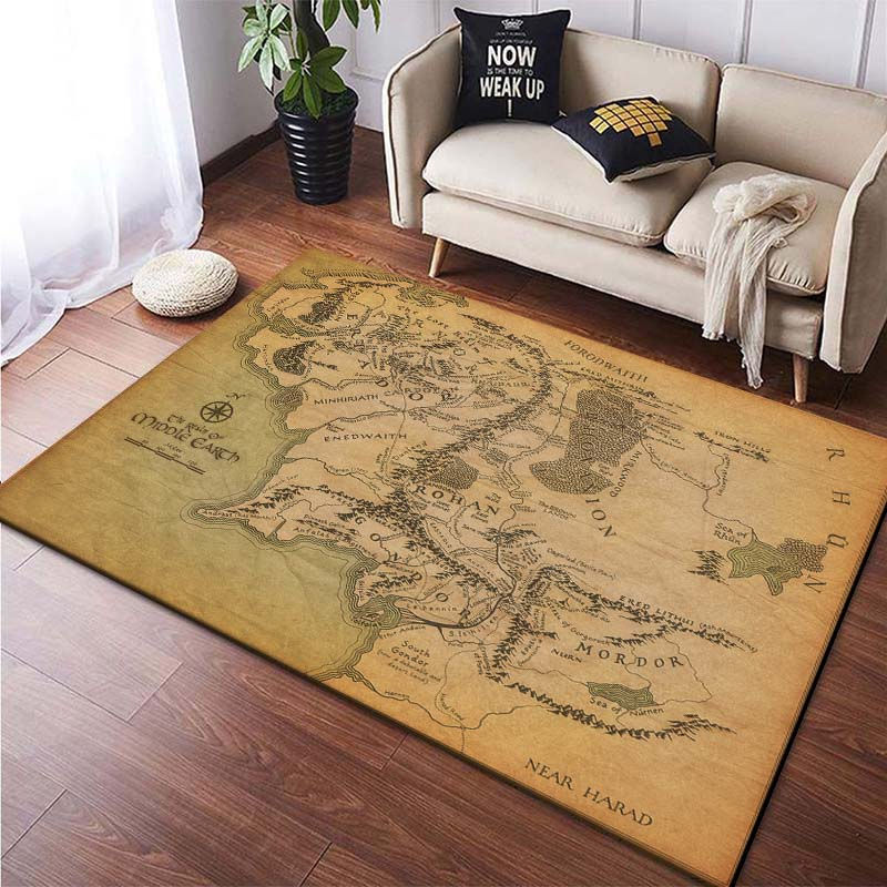UQIDEHOME Bereichsteppich Mittelerde Karten Ring Muster in Beige, rutschfest und waschbar, B/T: 80 x 50 cm - Bild 2