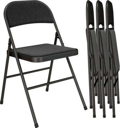 HOMCOM Klappstuhl aus Polyester und Stahl in Schwarz, stapelbar, B: 45 cm, T: 46 cm, H: 78 cm