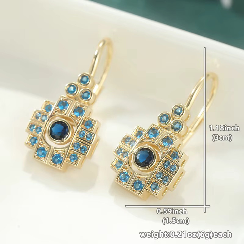 YoYo Anhänger-Ohrringe, Gold, Blaue Zirkonia, Damen - Bild 3