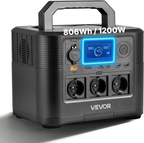 VEVOR Tragbare Powerstation 1200W Solargenerator mit 806Wh LiFePO4-Akku und 9 Ausgängen für Camping und Notfälle - Bild 1