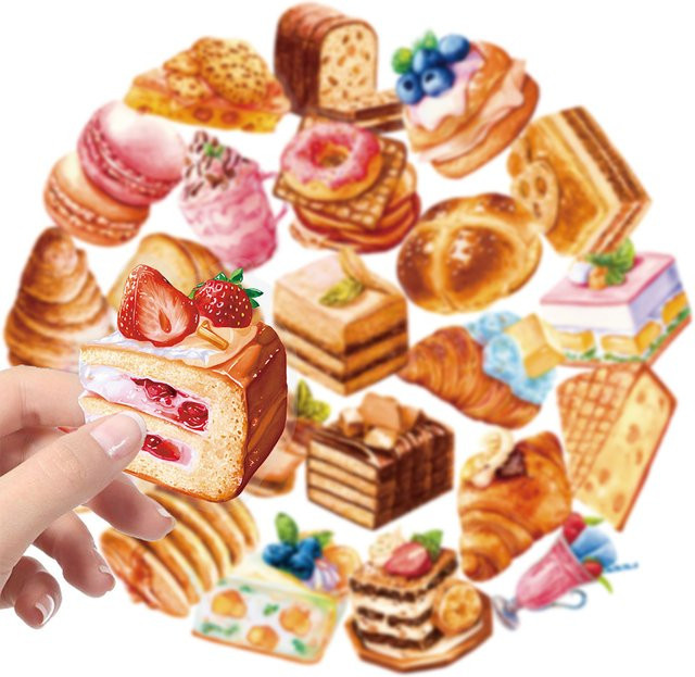 Kpustyle Cartoon Dessert und Brot Aufkleber Transparent Multicolour für Scrapbooking und Dekoration - Bild 1
