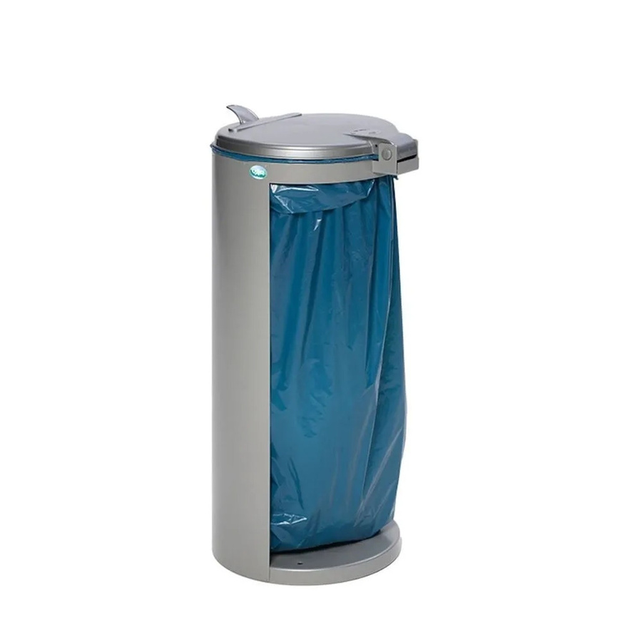 PROREGAL Kompakter Abfallsammler Junior mit Deckel aus Stahl in Silber, H x B x T: 90 x 45 x 45 cm - Bild 2