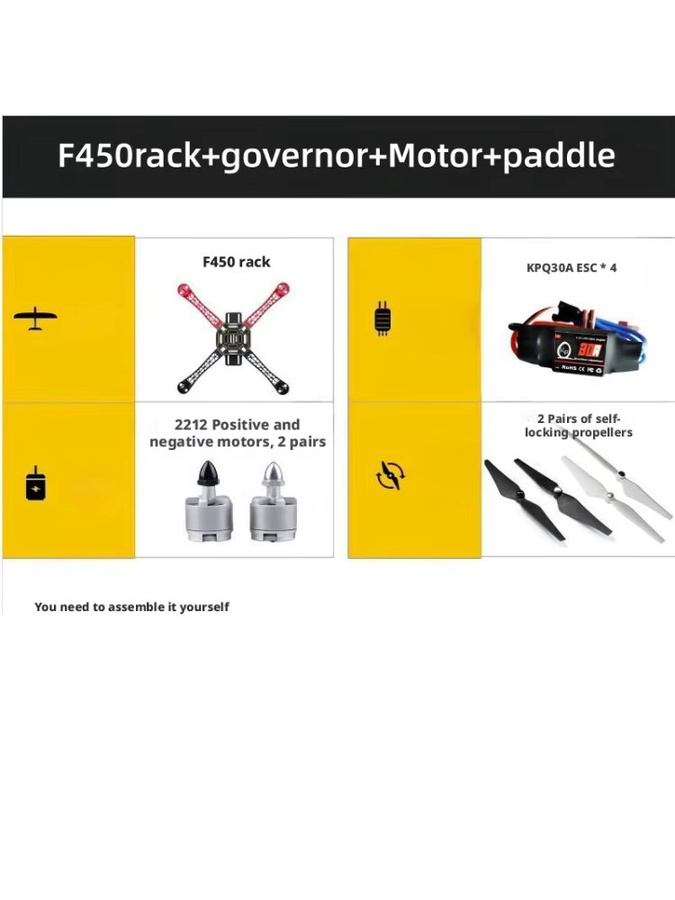 ZHOUCHEN F450 Drohnenständer, vierachsiges Flugzeug, mehrAchsen-Power-Komplettset mit Zubehör, Kunststoff - Bild 5