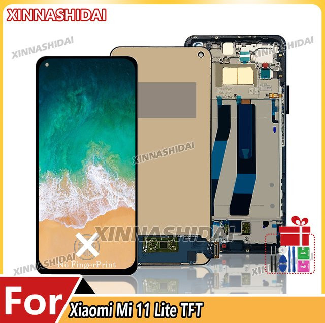 Xiaomi Mi 11 Lite M2101K9G Ersatzdisplay mit Touchscreen und Rahmen in Schwarz - Bild 1