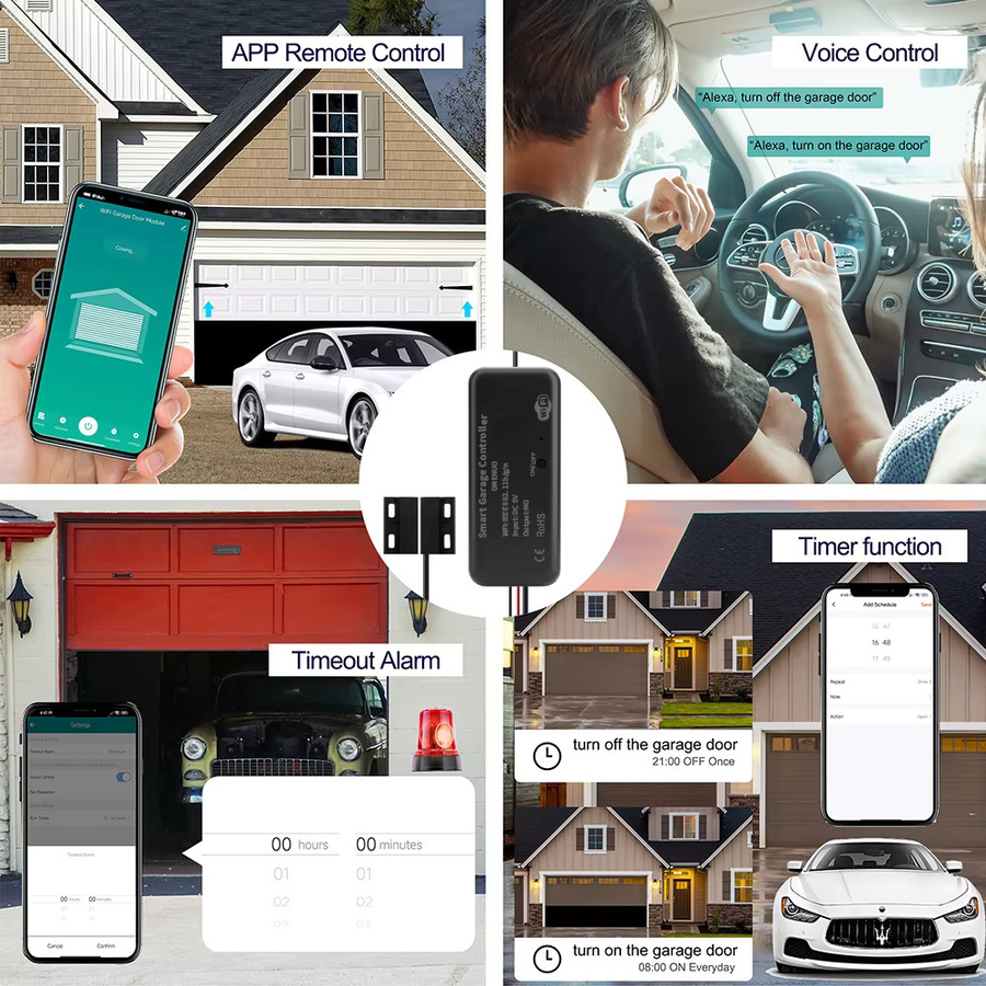 Onenuo Tuya WiFi Smart Garagentor Öffner Controller mit Alexa und Google Home Unterstützung, Smart Life kompatibel, Farben: Weiß oder Schwarz - Bild 4