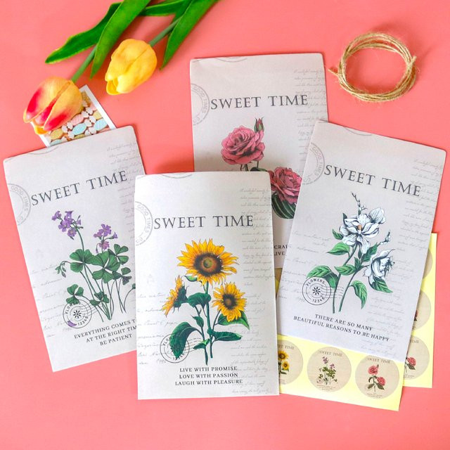 24er Set iSRCRAFT Vintage Geschenktüten mit Sonnenblumen und Rosen inklusive Aufklebern aus Papier für Hochzeiten und Partys - Bild 1