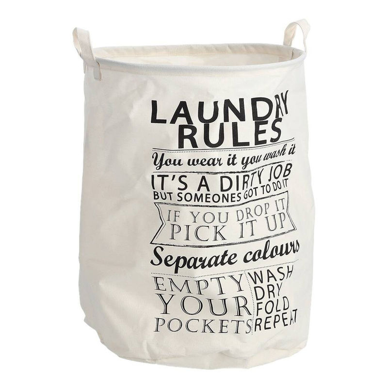 Zeller Present Wäschesammler Laundry Rules in Beige und Weiss, B: 38 cm, H: 48 cm - Bild 2