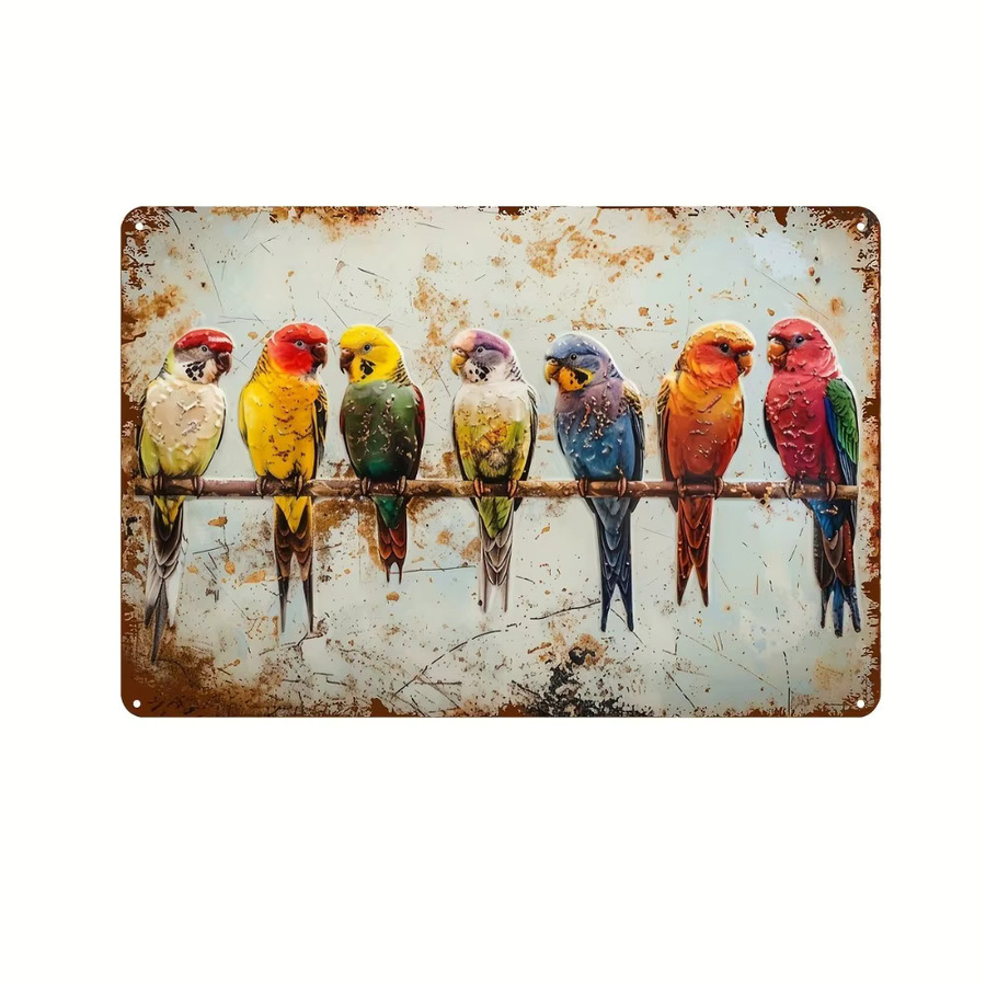 HELLOYOUNG Vintage Metallschild mit Vogel-Motiv, mehrfarbige Wanddekoration für Innen und Außen, Rechteckig, B/H: 30,0 x 20,0 cm - Bild 2