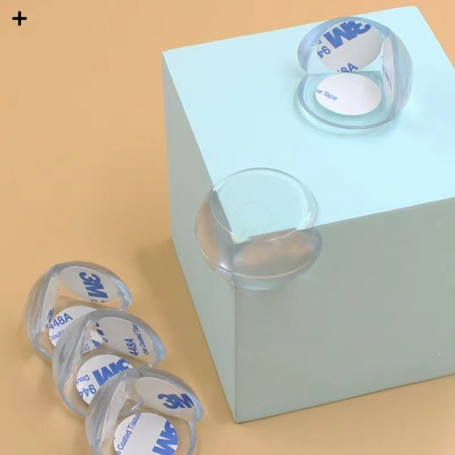 8er Pack Eckenschutz für Kinder aus transparentem Silikon mit selbstklebender Fixierung zur Vermeidung von Kollisionen an Tischkanten - Bild 1
