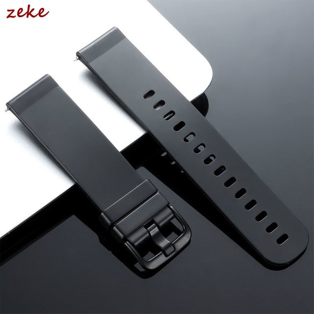 crazyband Uhrenarmband Silikon, Schwarz, 22mm, 20mm, Unisex - Bild 1