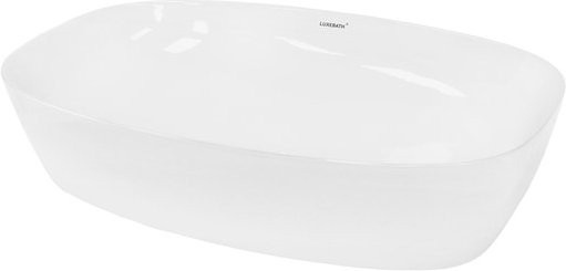 LuxeBath Aufsatzwaschbecken Oval aus Keramik in Weiß ohne Überlauf B: 60,5 cm, T: 38,0 cm, H: 14,0 cm - Bild 1