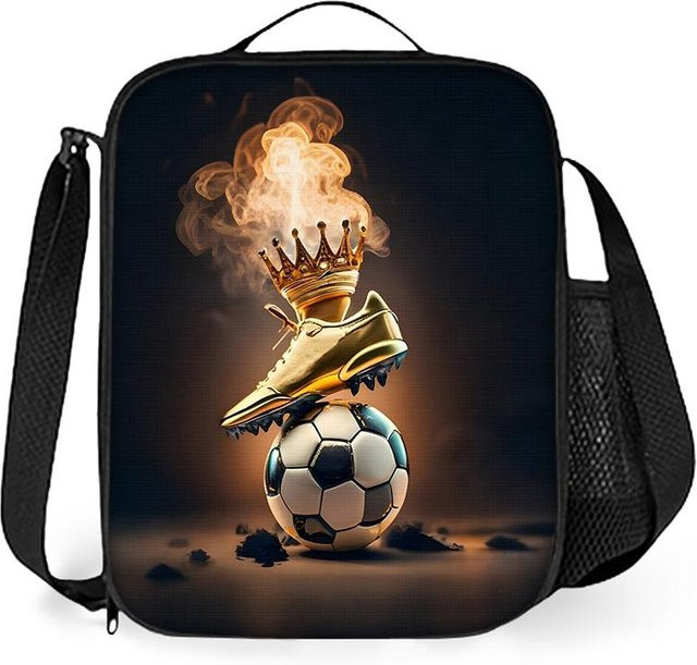 Isolierte Lunchbox mit Fußballmuster von Fancy Style Studio in Multicolour für Kinder mit Schultergurt - Bild 1