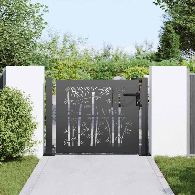 vidaXL Gartentor aus pulverbeschichtetem Stahl in Schwarz, B/H: 100 x 100 cm - Bild 3
