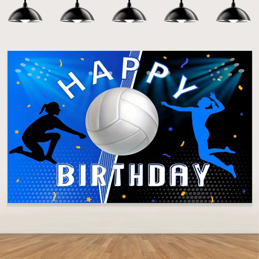 VIKAMA Wandteppich für Volleyball-Geburtstagspartys, sportliche blaue Wanddekoration für Kindergeburtstage, B/H: 73 x 73 cm - Bild 2