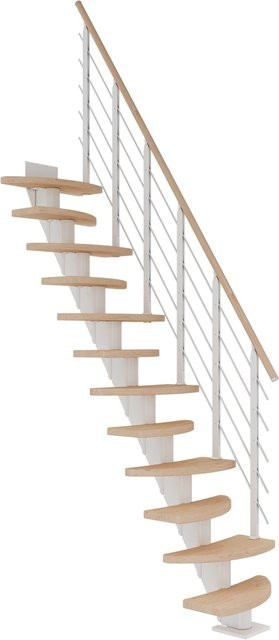 Dolle Mittelholmtreppe Berlin Spiraltreppe aus Holz in Eiche Weiß bis 315 cm Höhe, Breite: 64 cm - Bild 1