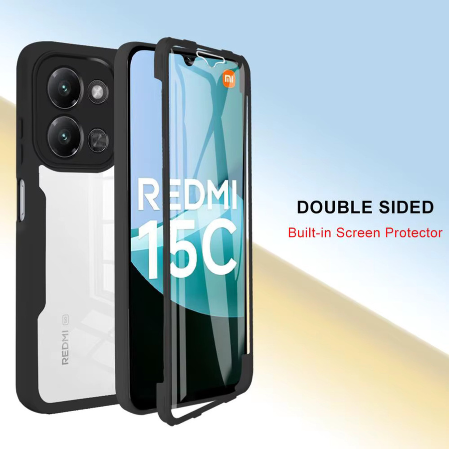 Stoßfeste 360 Grad Schutzhülle mit integriertem Displayschutz für Xiaomi Redmi 15 15C 15A 13 13C 12 A5 169 171 173 4G 5G in Schwarz - Bild 6