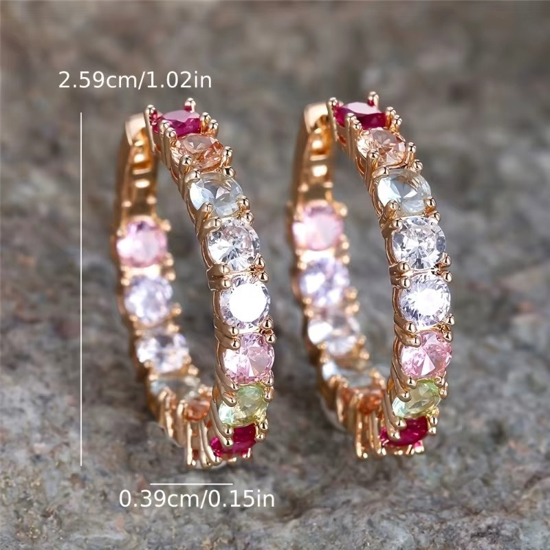 Nonoyesya Creolen, Roségold, Zirkonia, Damen - Bild 3