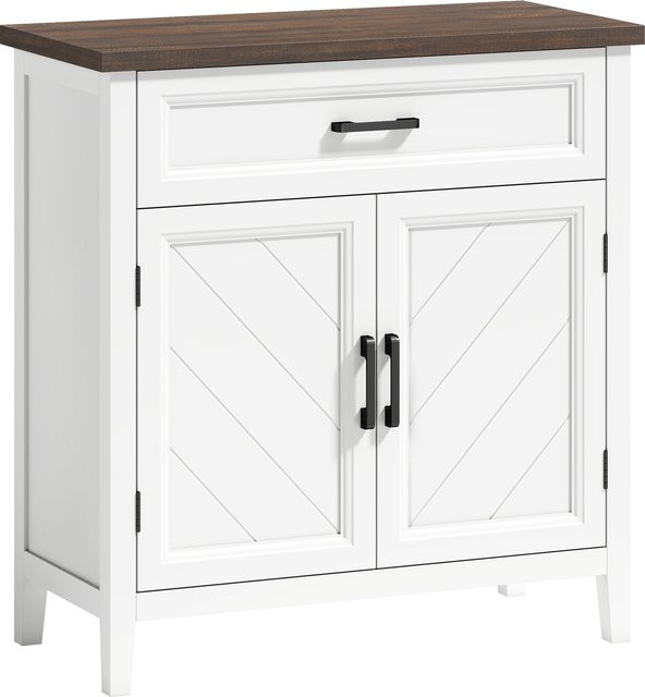 HOMCOM Wohnzimmer-Buffet Sideboard in Weiß mit 2 Türen und Schublade, modernes Aufbewahrungsmöbel für Esszimmer und Küche, B/T/H: 76 x 35 x 80 cm - Bild 1