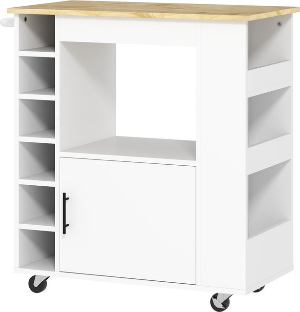 HOMCOM Küchenwagen Servierwagen mit Arbeitsplatte und Weinregal in Eiche, B/T/H: 83 x 40 x 83 cm - Bild 1