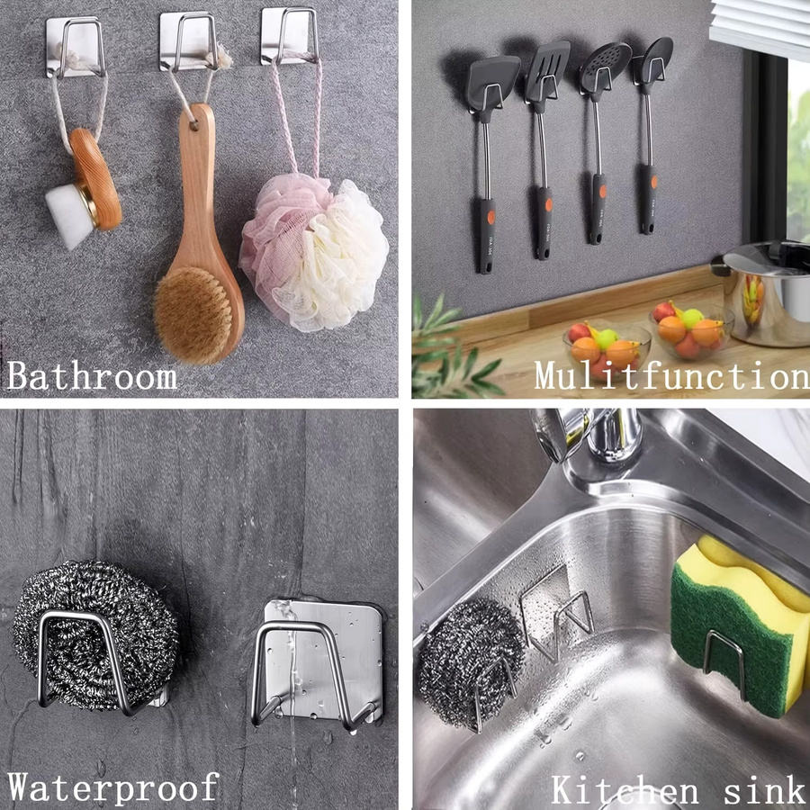 Klebebarer Wandhaken in Silber für die Aufbewahrung in Küche und Bad - Bild 3