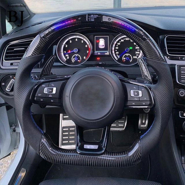 Carbon Lenkrad aus Kohlefaser für Volkswagen Golf 7 MK7 MK 7,5 GTI, Scirocco, Polo GTS und R-Line in Schwarz - Bild 1