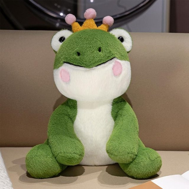 Lustiger Süßer Grüner Froschkönig Plüschtier, Weiches Kuscheltier, 30cm, ab 3 Jahre - Bild 1
