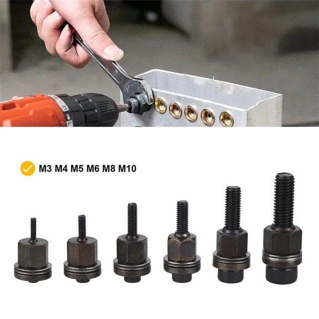 Handnietmutternzange mit Nietdüsen für Muttern M3-M10 zur Möbelmontage in Silber - Bild 1