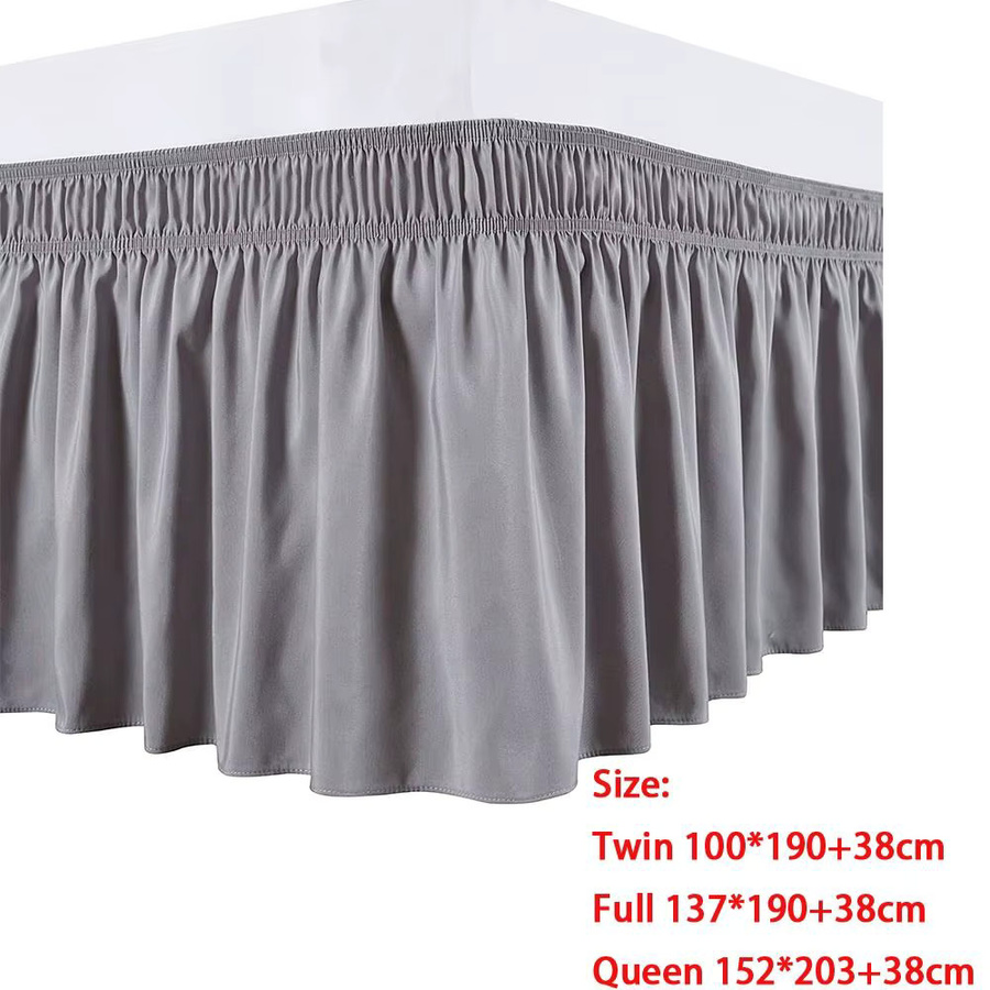 Elastischer Bettrock mit Rüschen in Schwarz und Grau, farbecht und weich für Twin, Full, Queen und King Size Bettgestelle - Bild 2