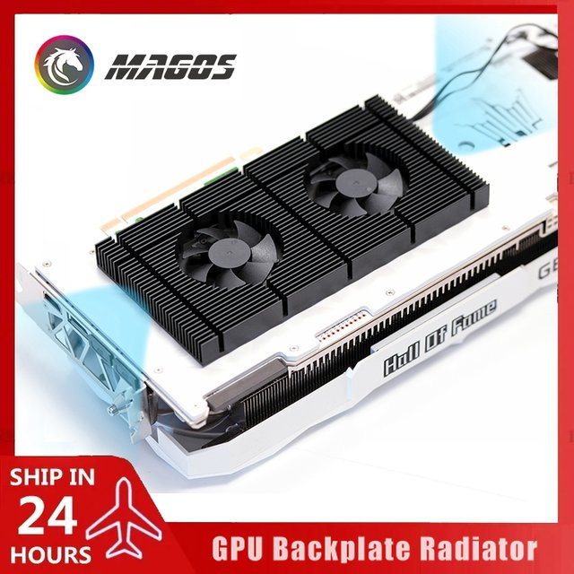 Flying Elephant VRAM Kühler für RTX 3080 3090 Serie in Schwarz mit Aluminiumplatte und Dual-PWM-Lüftern - Bild 1