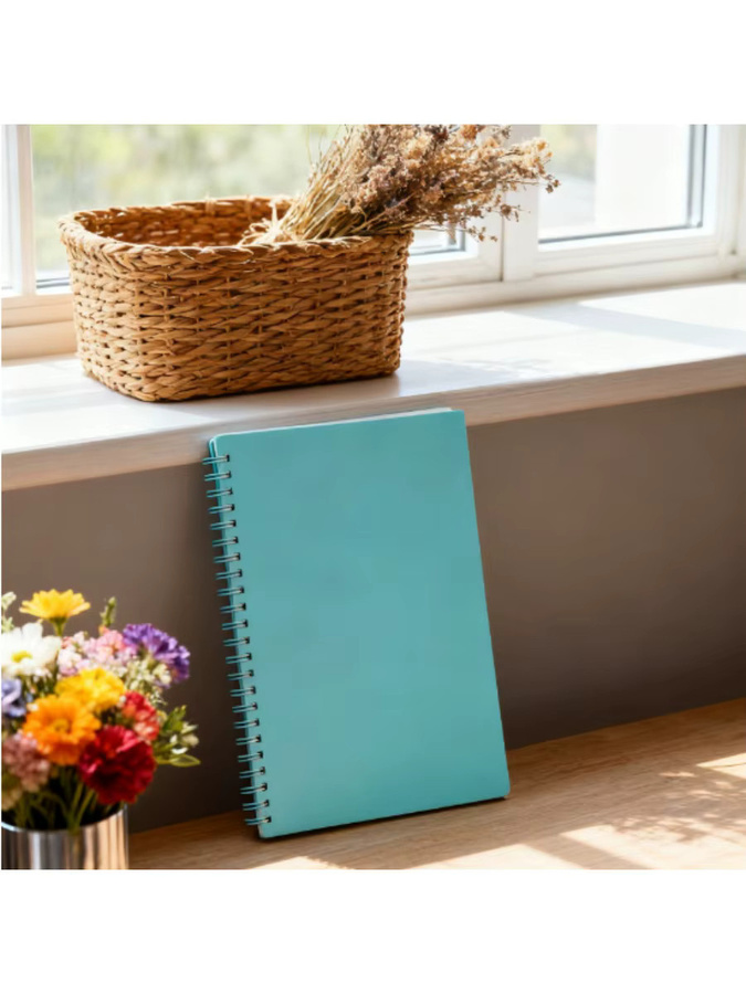 HUALIWEN A5 Notizbuch Morandi Farbspulenbuch mit horizontalen Linien, Blau, Softcover aus mattem PP-Kunststoff - Bild 3