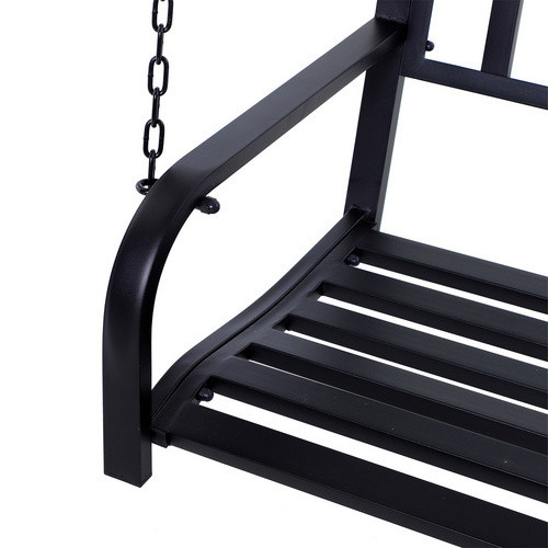 Outsunny Hängebank 2-Sitzer aus Metall mit Auflagen in Schwarz, B/T/H: 127 x 60 x 53 cm - Bild 4