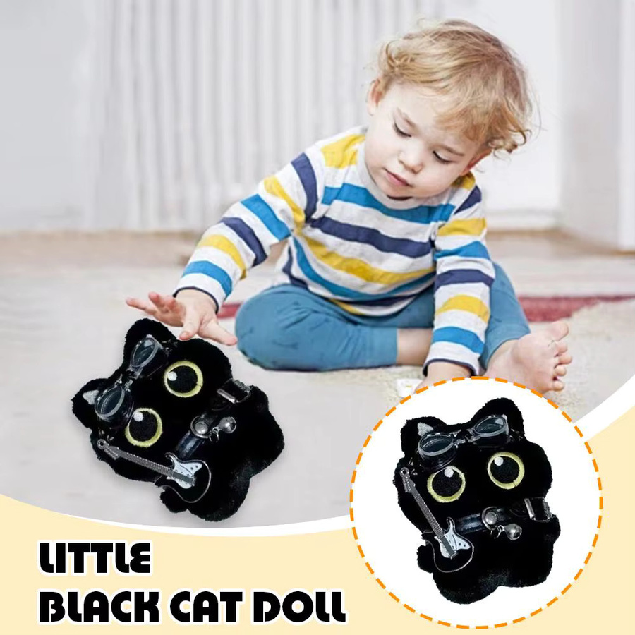 Schwarze Katze Plüsch-Schlüsselanhänger, Puppe, Anhänger - Bild 3